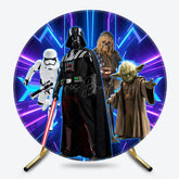 Lofaris Blue Star Space War Boy Birthday Round Backdrop Kit